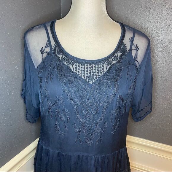 Chan Luu Embroidered Chiffon Slip Dress - Picture 2 of 9